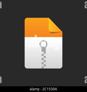 Einfaches minimalistisches Dokument im ZIP-Dateiformat. Perfekt für Designelemente von Betriebssystemsoftware, Computeranwendungen und Dateieinstellungen. Stock Vektor