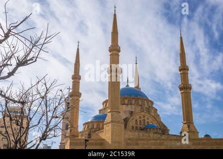 Mohammad Al-Amin Sunnite Moslem Moschee auch Blaue Moschee genannt, neben Martyrs Square in der Innenstadt von Beirut, Libanon Stockfoto