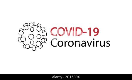 COVID-19 Coronavirus-Titel mit Coronavirus-Symbol Stock Vektor