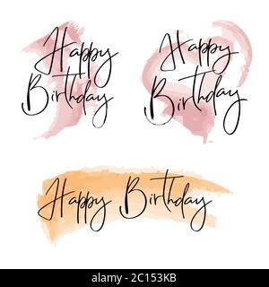 Happy Birthday Text auf Aquarell Pinsel Strich Stock Vektor