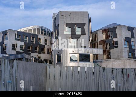 Scottish Parliament Building in Holyrood Gegend von Edinburgh, Hauptstadt von Schottland, Teil von Großbritannien Stockfoto