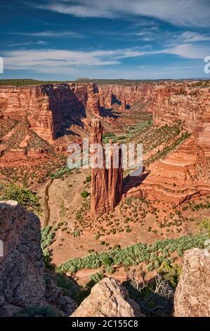 Spider Rock, Canyon de Chelly National Monument, Navajo Indian Reservation, Arizona, USA Stockfoto