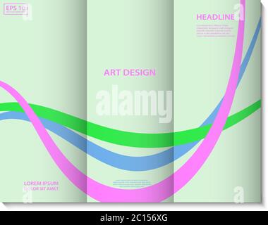 Weiches Hellgrün mit violetten, blauen und grünen Linien Vektor-Hintergrund Vorlage. Flyer, Cover, Broschüre, Bannerdesign. Trendige Vektor abstrakte Formen. Stock Vektor