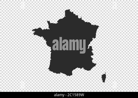Frankreich Karte mit Grauton auf png oder transparenten Hintergrund, Illustration, strukturiert, Symbole von Frankreich, Vektor-Illustration Stock Vektor