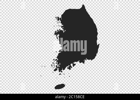 Südkorea Karte mit Grauton auf png oder transparenten Hintergrund, Illustration, strukturiert, Symbole von Südkorea, Vektor-Illustration Stock Vektor