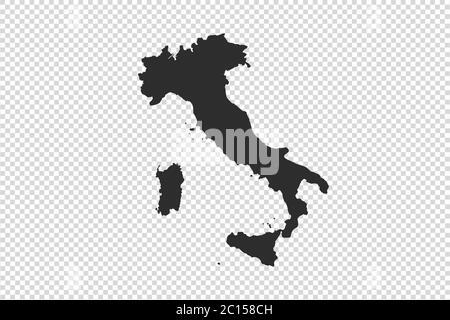 Italien Karte mit Grauton auf png oder transparenten Hintergrund, Illustration, strukturiert, Symbole von Italien, Vektor-Illustration Stock Vektor