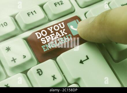 Handschrift Text schreiben Sprechen Sie Englisch Frage. Konzeptionelles Foto zu wissen, ob ein Mensch Englisch sprechen kann Stockfoto