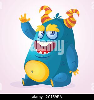 Happy Cartoon Monster. Vektor Halloween Monster Stock Vektor