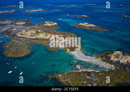 Frankreich, Normandie, Manche, Chausey Inseln, Luftaufnahme Stockfoto