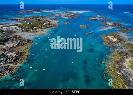 Frankreich, Normandie, Manche, Chausey Inseln, Luftaufnahme Stockfoto