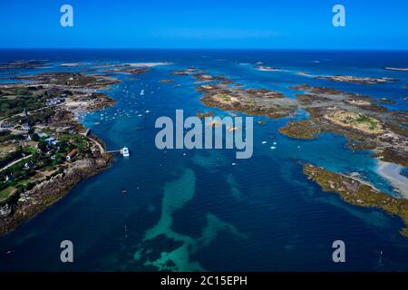 Frankreich, Normandie, Manche, Chausey Inseln, Luftaufnahme Stockfoto