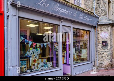 Frankreich, Normandie, Manche Department, Cherbourg-Octeville, Les Parapluies de Cherbourg Film Shoting Place Stockfoto