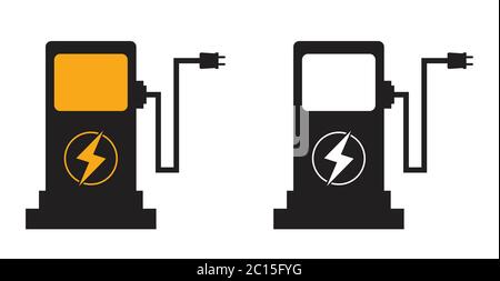 Ladestation, Elektroauto und Ökologie, Vektor-Symbol Stock Vektor
