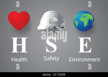 HSE-Konzept, Health Safety Environment Akronym, Vektor-Design Stock Vektor