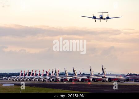 Avalon, Australien - 13. Juni 2020: Jetstar und Qantas Flugzeuge parkten am Avalon Flughafen, nachdem sie während der COVID-19 (Coronavirus)-Ausbrut geerdet waren Stockfoto