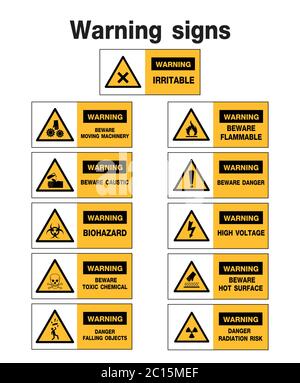 Warnschild, Konstruktionssymbole, Vektordesign Stock Vektor