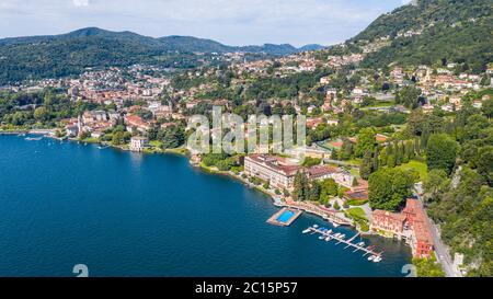 Dorf Cernobbio und Luxus-Hotel der Villa d'Este. Urlaub in Italien Stockfoto