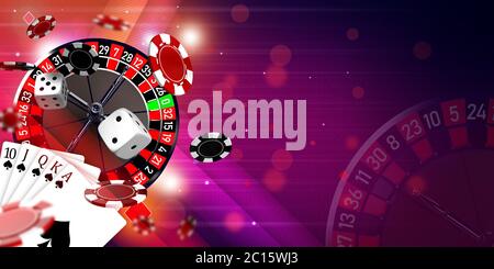 Casino Thema Hintergrund Illustration mit Roulette-Rad Stockfoto