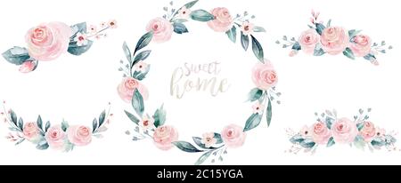 Aquarell Blumen Rahmen. Vector Illustration Stock Vektor