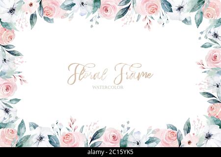 Aquarell Blumen Rahmen. Vector Illustration Stock Vektor