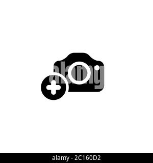 Kamera, Foto-Upload-Symbol auf isoliertem weißem Hintergrund. Vektor EPS 10. Stock Vektor
