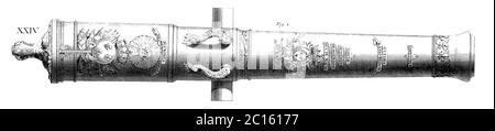 18. Jahrhundert Illustration einer 24-Pfünder Artillerie Kanone. Veröffentlicht in 'EINE Diderot bildliche Enzyklopädie des Trades und der Industrie. Fertigung und t Stockfoto