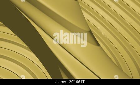 3D-Darstellung eines Hintergrunds in GOLDEN ROD Farbe mit spezieller Textur von bewegten Rillen Linien Stockfoto