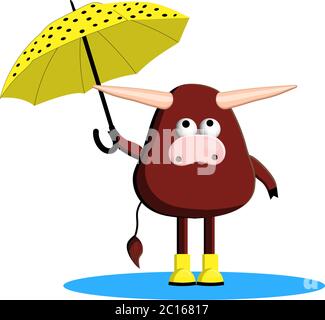 2021 Jahre. Jahr des Stiers. Tierischer Büffel, Kuh. Lustige Herbst Stier isoliert auf einem weißen Hintergrund. Vektorgrafik Stock Vektor