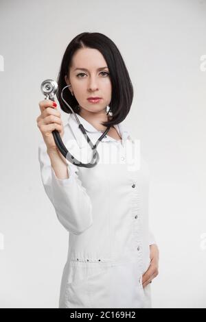 Die schöne Frau der Arzt mit Stethoskop Stockfoto