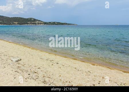 Panorama von Iraklitsa Strand, Ostmakedonien und Thrakien, Griechenland Stockfoto