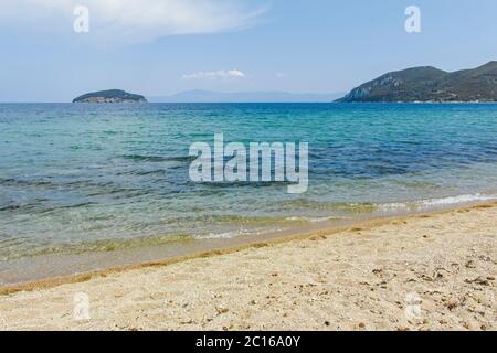 Panorama von Iraklitsa Strand, Ostmakedonien und Thrakien, Griechenland Stockfoto