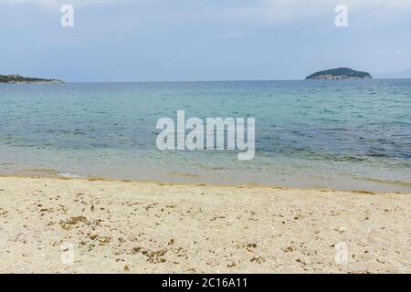 Panorama von Iraklitsa Strand, Ostmakedonien und Thrakien, Griechenland Stockfoto