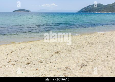 Panorama von Iraklitsa Strand, Ostmakedonien und Thrakien, Griechenland Stockfoto