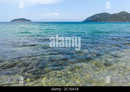 Panorama von Iraklitsa Strand, Ostmakedonien und Thrakien, Griechenland Stockfoto