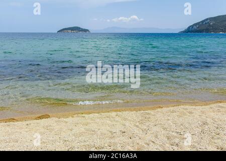 Panorama von Iraklitsa Strand, Ostmakedonien und Thrakien, Griechenland Stockfoto