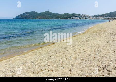 Panorama von Iraklitsa Strand, Ostmakedonien und Thrakien, Griechenland Stockfoto