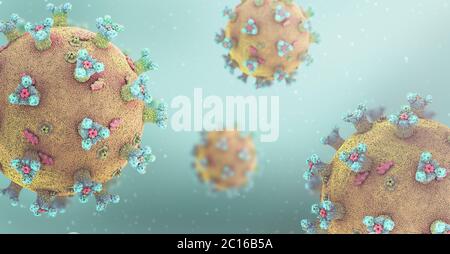 Darstellung vieler Coronaviren, Auslöser des schweren akuten Atemwegssyndroms - 3d-Darstellung Stockfoto