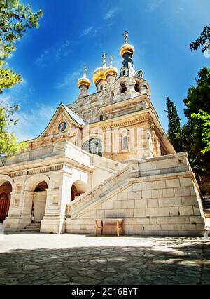 Kirche St. Maria Magdalena im Olives Berg von Jerusalem, Israel Stockfoto