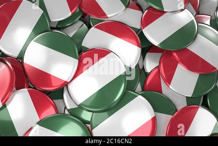 Ungarn Abzeichen Hintergrund - Stapel von ungarischen Flagge Tasten. Stockfoto