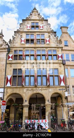 HHE historische Gebäude des Prinzipalmarktes, Münster, Deutschland Stockfoto
