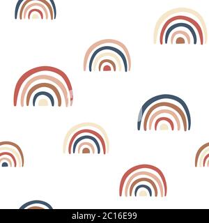Nahtloses Muster mit abstrakten Regenbögen in sanften Farben. Vektor-Illustration für Einladungen, Drucke, Geschenkpapier, Grußkarten, Tapete etc. Stock Vektor