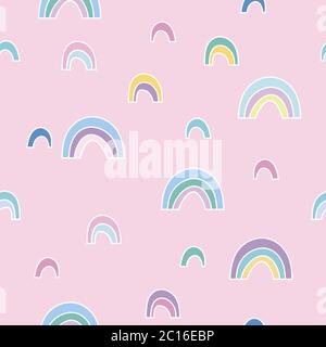 Vektor nahtlose Muster mit niedlichen Regenbogen-ähnliche abstrakte Formen mit sanften Farben Stock Vektor