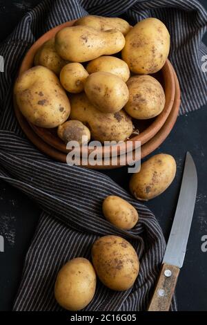 Rohe frische Kartoffeln, gesunde Landkost Zutaten Stockfoto