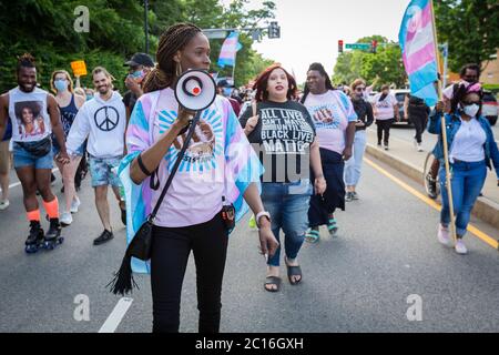 Juni 13, 2020. Roxbury, MA. Tausende versammelten sich im Franklin Park für eine Mahnwache, um das Bewusstsein für schwarze Transgender-Rechte zu schärfen und Geld für die zu sammeln
