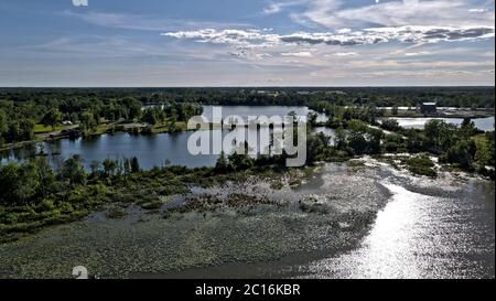 Waterford Ponds und Black Bridge Aerial - Waterford Ontario Kanada Stockfoto