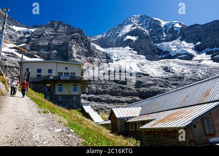 Bahnhof Eigergletscher, zwischen kleine Scheidegg und Jungfraujoch (Top of the Europe), Jungfraubahn, Berner Oberland, Schweiz Stockfoto