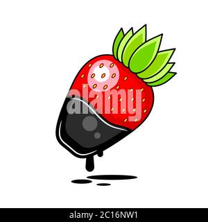 Schokolade Getauchte Erdbeere - Vektor-Illustration Geeignet Für Grußkarte, Stock Vektor