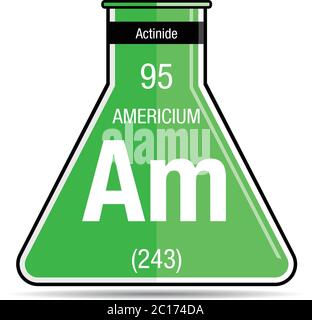 Americium-Symbol auf dem chemischen Kolben. Elementnummer 95 des Periodensystems der Elemente - Chemie Stock Vektor