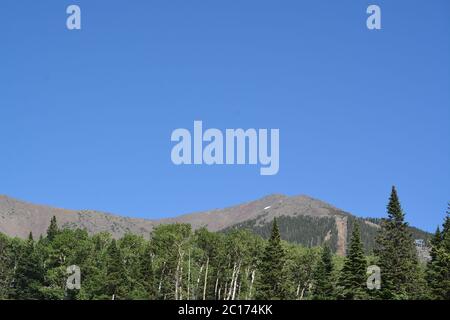 Der Blick auf den Berg Humphreys und seinen Agassiz-Gipfel. Einer der San Francisco Peaks im Arizona Pine Forest. In Der Nähe Von Flagstaff, Coconino County, Arizona Stockfoto