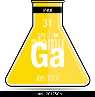 Gallium-Symbol auf dem chemischen Kolben. Elementnummer 31 des Periodensystems der Elemente - Chemie Stock Vektor